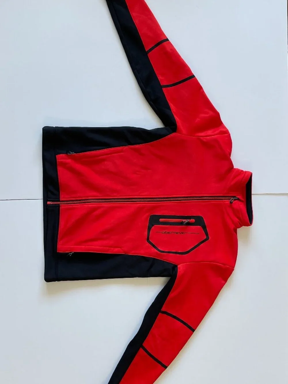 Obermeyer Softshell Jacket Mens Small Red Black Colorblock Patagonia North Face